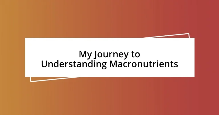 My Journey to Understanding Macronutrients