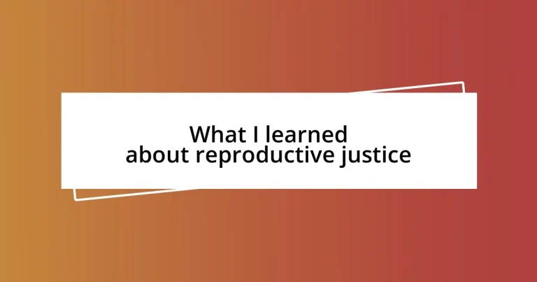 What I learned about reproductive justice