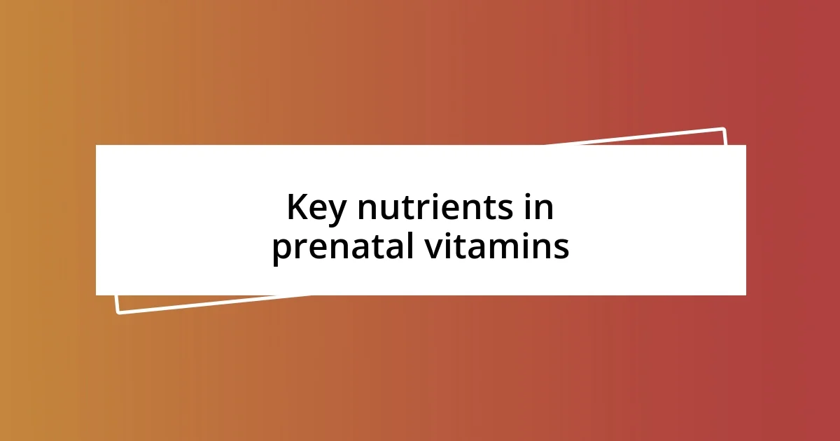 Key nutrients in prenatal vitamins