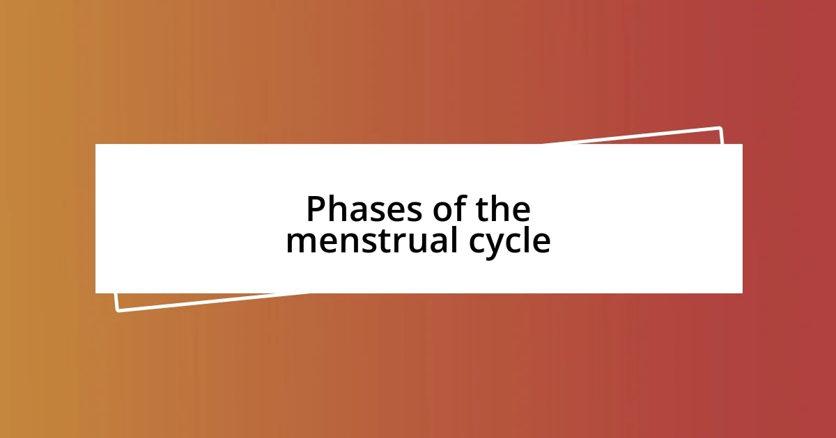 Phases of the menstrual cycle