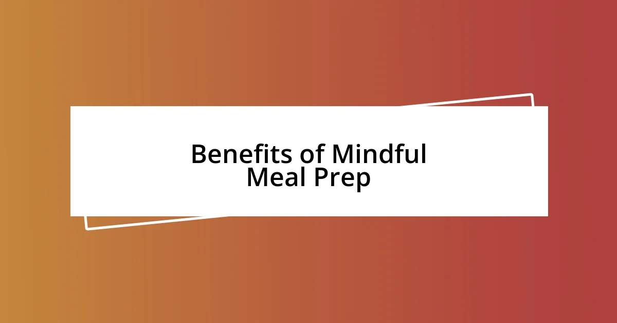 Benefits of Mindful Meal Prep